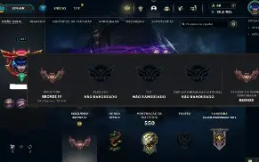 Bronze 4 com TODOS os champs e 148 Skins ( Nivel 491 )