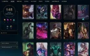 Bronze 4 com TODOS os champs e 148 Skins ( Nivel 491 )