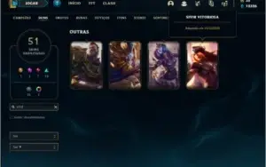 Conta ouro 3 com 51 skins e 116 champs