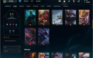 Conta ouro 3 com 51 skins e 116 champs