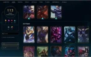 Conta League of legends 113 skins 125 campeões platina 1