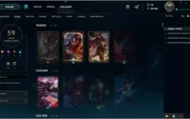 Conta OURO 1, 132 Campões, 59 Skins, 25K Essencia Azul