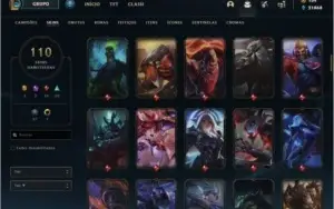 Conta com 110 skins e 145 campeões (POSSO NEGOCIAR PREÇO)
