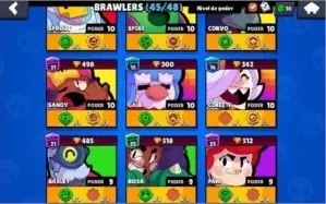 CONTA DE BRALW STARS 45/48 33 FULL COM MUITAS SKINS VALIOSAS