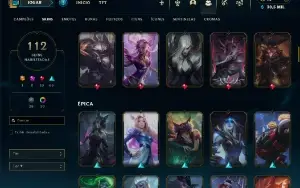Conta Level 315 Com 117 Campeões- Gold Ii- 112 Skins- Ultima