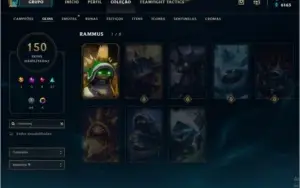 Conta LOL, 150 skins, Riven Campeonato season 2 e Rammus Rei