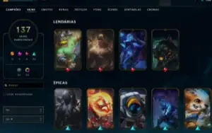 Vendo conta LoL,158 Champs, 137 Skins (Skin rara Rammus Rei)
