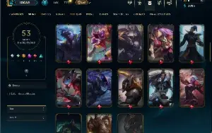 Unranked com 100 Champs e 53 Skins