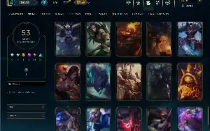 Unranked com 100 Champs e 53 Skins
