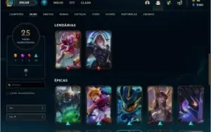 Conta prata 1 com 25 skins e 43 champs