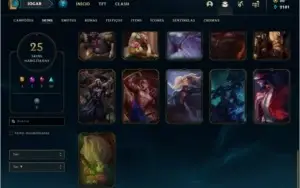 Conta prata 1 com 25 skins e 43 champs
