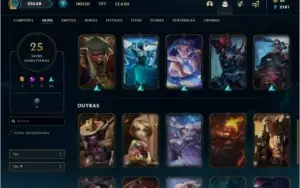 Conta prata 1 com 25 skins e 43 champs