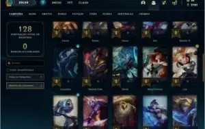 Conta prata 1 com 25 skins e 43 champs