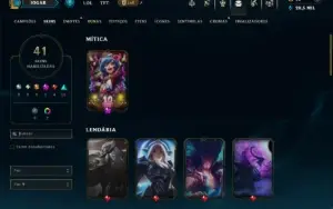 Unranked com 115 Champs e 41 Skins ( ADC / SUP / JG )