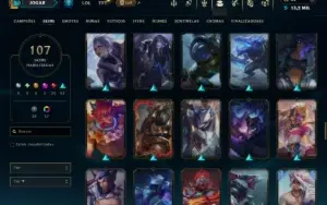 Unranked com 120 Champs e 107 Skins ( MID / JG / TOP )