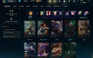 Unranked com 45 Champs e 9 Skins + 2 Fragmentos