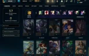 Unranked com 45 Champs e 9 Skins + 2 Fragmentos