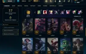 Unranked com 45 Champs e 9 Skins + 2 Fragmentos