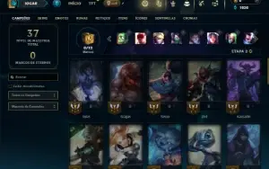 Unranked com 45 Champs e 9 Skins + 2 Fragmentos