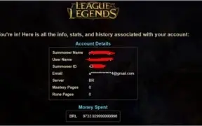 Conta League of Legends 364 skins
