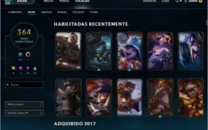 Conta League of Legends 364 skins