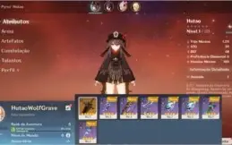 Conta Genshin Impact AR 5 com Hutao + Túmulo do Lobo