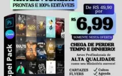 Pack Gospel 1200 Artes para Igrejas e Ministérios🎷📓📖
