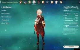 CONTA KAZUHA+ESPADA DA LIBERDADE+CHILDE+HARPA CELESTIAL