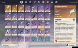 CONTA KAZUHA+ESPADA DA LIBERDADE+CHILDE+HARPA CELESTIAL