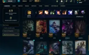 Unranked com 25 Champs e 6 Skins + 8 Fragmentos