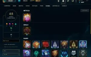 Unranked com 25 Champs e 6 Skins + 8 Fragmentos