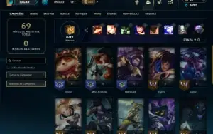 Unranked com 25 Champs e 6 Skins + 8 Fragmentos