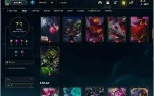 Conta unranked com 93 champs e 79 skins