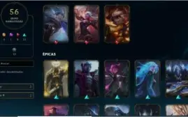 CONTA DE LOL OURO 4 - NÍVEL 290 - 100+ CHAMPS