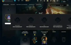 Unranked com 35 Champs e 8 Skins