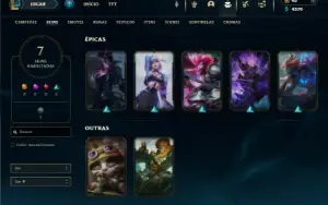 Mestre com 30 Champs e 7 Skins