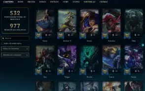 Unranked com TODOS os champs e 211 Skins ( Nivel 500 )