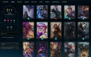 Unranked com TODOS os champs e 211 Skins ( Nivel 500 )