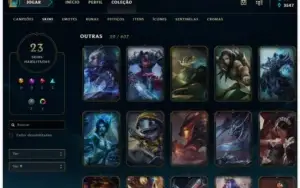 Conta com 119 champion, 23 skins, 92 icones, 4 Páginas Runa