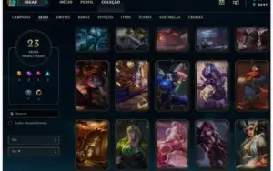 Conta com 119 champion, 23 skins, 92 icones, 4 Páginas Runa