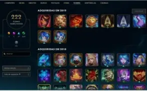Acc LOL Platina - 132 campeões - 166 skins - 222 icones