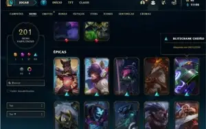 Conta Unranked com 150 Champs e 201 Skins