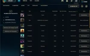 Conta ouro 4 com 21 Champs e 1 Skin + 3 Fragmentos