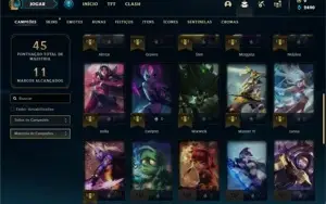 Conta Platina 4 com 36 Champs e 8 Skins + 10 Fragmentos