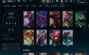 Unranked com TODOS os champs e 143 Skins + 6 Vitoriosas