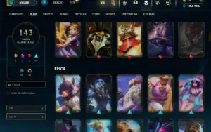 Unranked com TODOS os champs e 143 Skins + 6 Vitoriosas