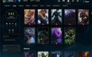 Conta ouro 2 com TODOS os champs e 245 Skins + 2 Raras