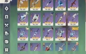 Ar45. Hutao, Kazuha, Shogun Raiden e Jean/ 2 armas T5