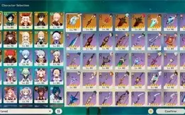 Zhongli C1, Baal, Venti, Xiao, Kazuha, Klee, HuTao, Homa...