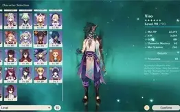 Zhongli C1, Baal, Venti, Xiao, Kazuha, Klee, HuTao, Homa...